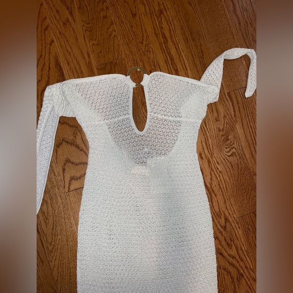 MONTEGO BANDEAU DRESS - IVORY LUREX LACE CROCHET Size P - Picture 10 of 12